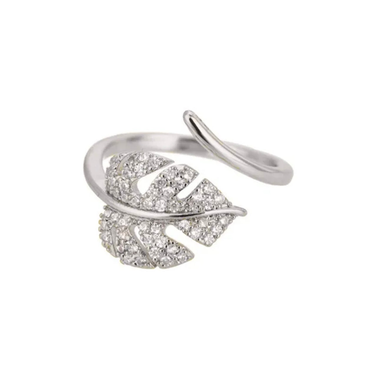 CZ Leaf Adjustable Ring
