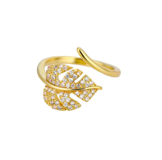 CZ Leaf Adjustable Ring
