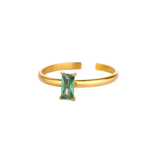 Dainty Emerald Green Adjustable Ring